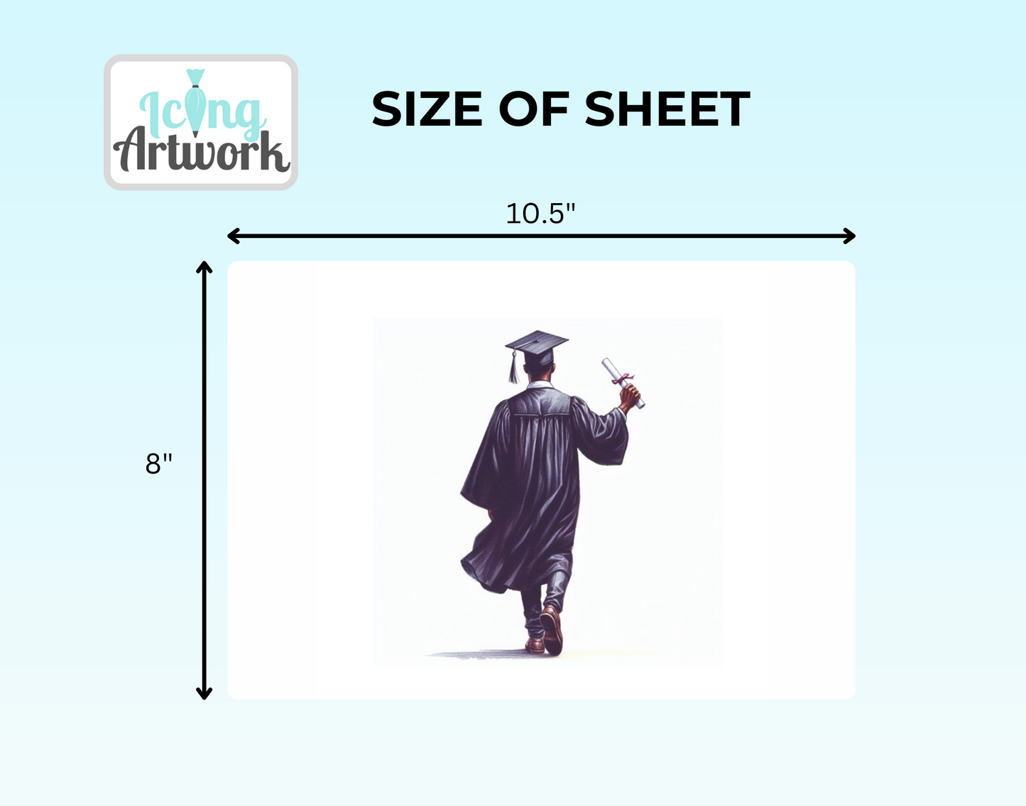 Graduation Edible Image Cake Wrap - Male
