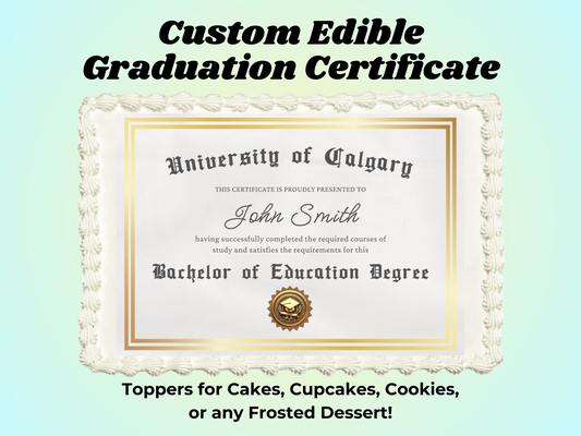 Graduation Certificate Edible Cake Topper