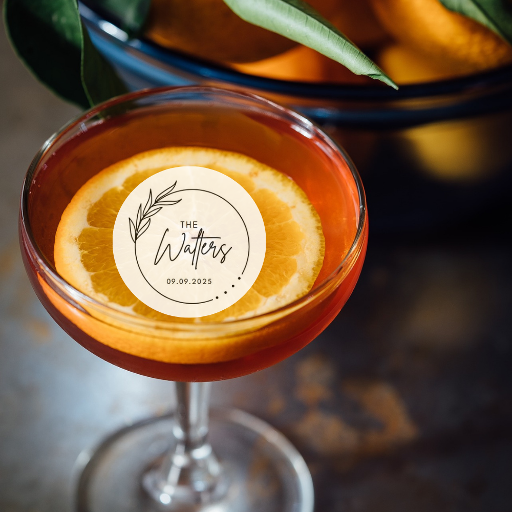 Wedding Cocktail Garnish - Custom Last Name & Date
