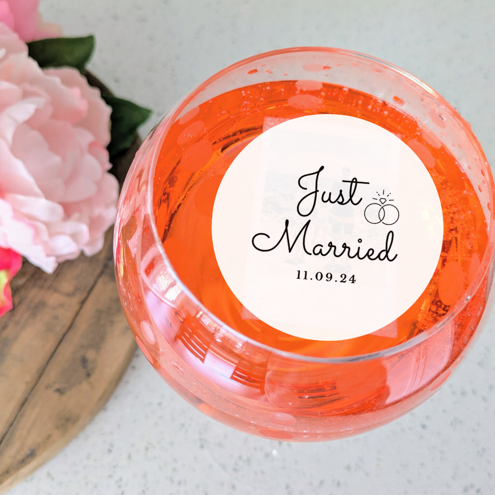 Wedding Cocktail Garnish - Just Married & Custom Date