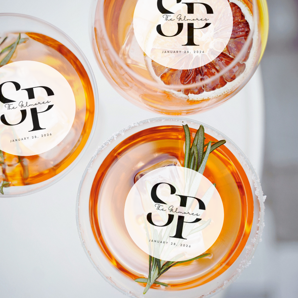 Wedding Drink Toppers - Custom Monogram, Name, & Date