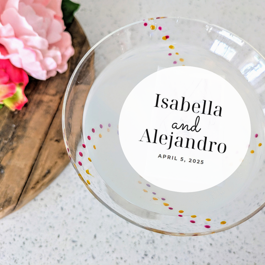 Wedding Edible Cocktail Garnish - Custom Names & Date