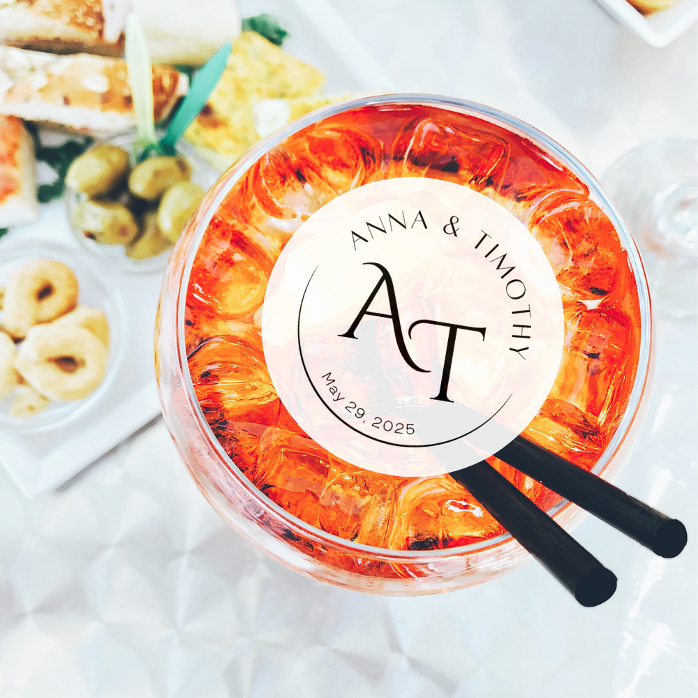 Wedding Cocktail Garnish - Custom Monogram Names & Date