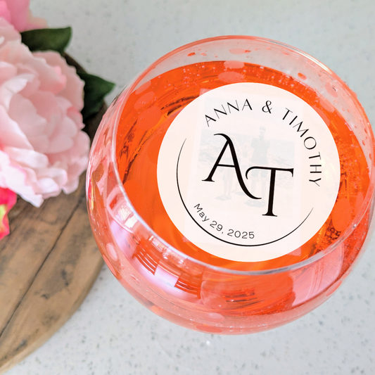 Wedding Cocktail Garnish - Custom Monogram Names & Date