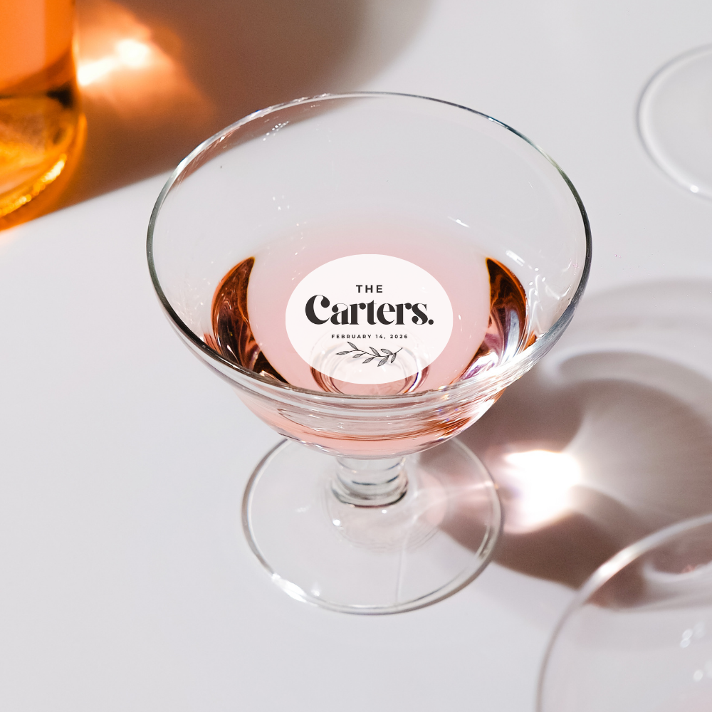 Wedding Edible Drink Toppers - Custom Last Name & Date