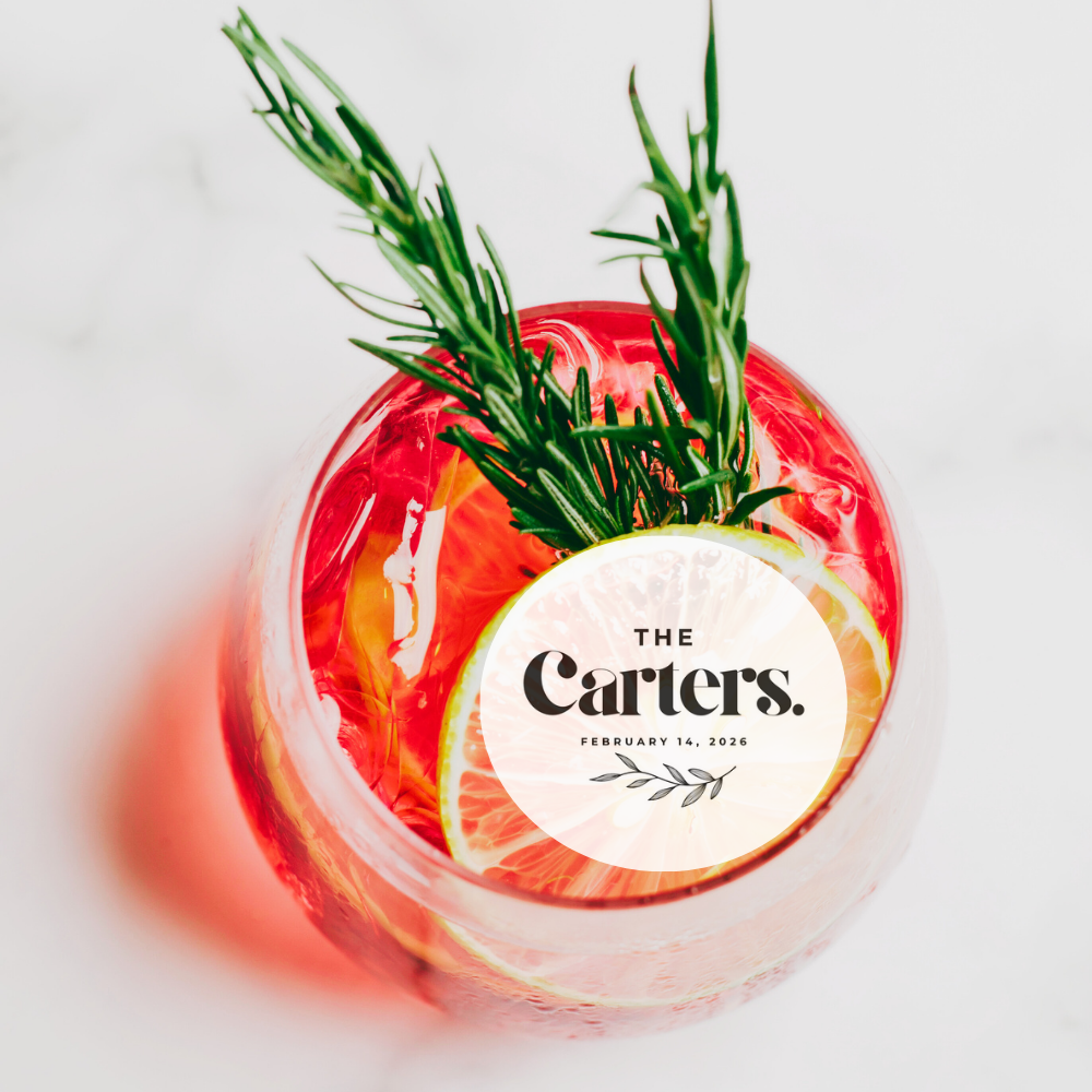 Wedding Edible Drink Toppers - Custom Last Name & Date