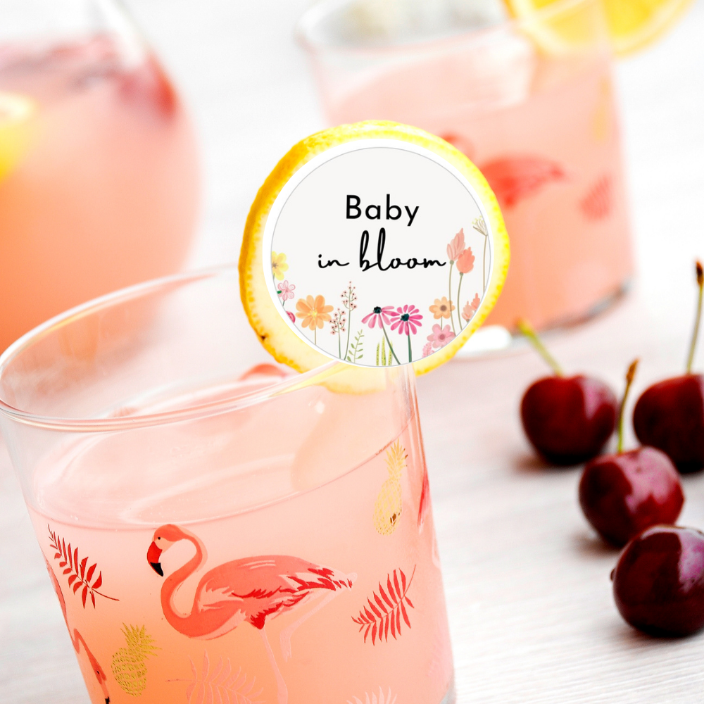 Baby Shower Drink Toppers - Baby in bloom