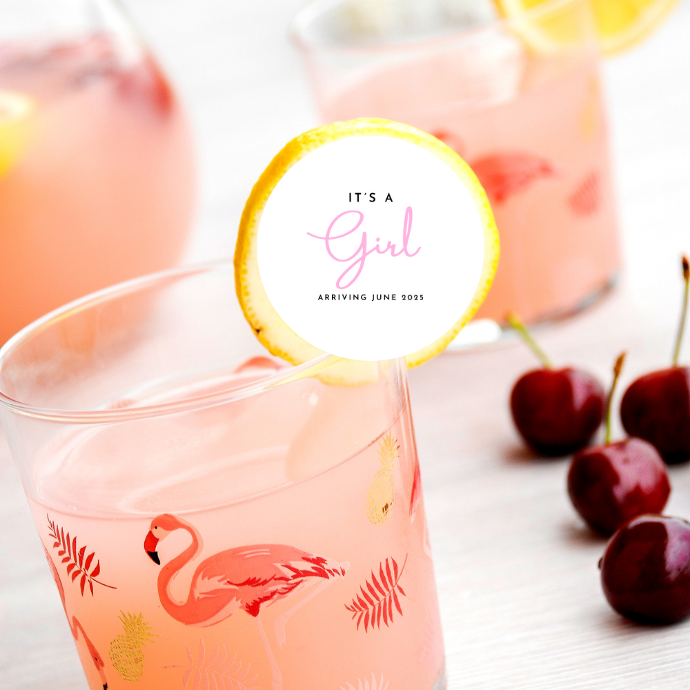 Baby Shower Drink Toppers - It's A Girl with Date
