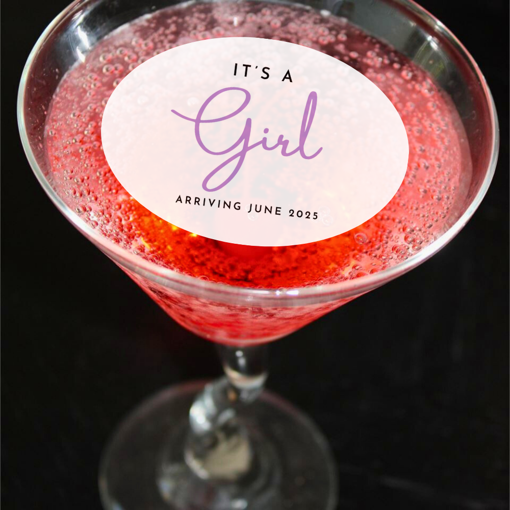 Baby Shower Drink Toppers - It's A Girl with Date