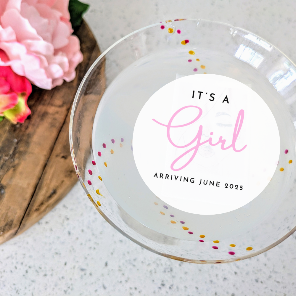 Baby Shower Drink Toppers - It's A Girl with Date