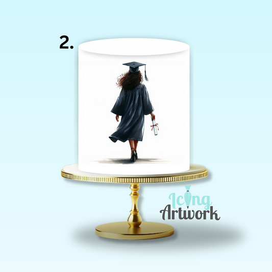 Graduation Edible Image Cake Wrap - Female