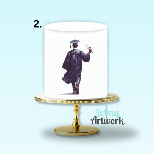 Graduation Edible Image Cake Wrap - Male
