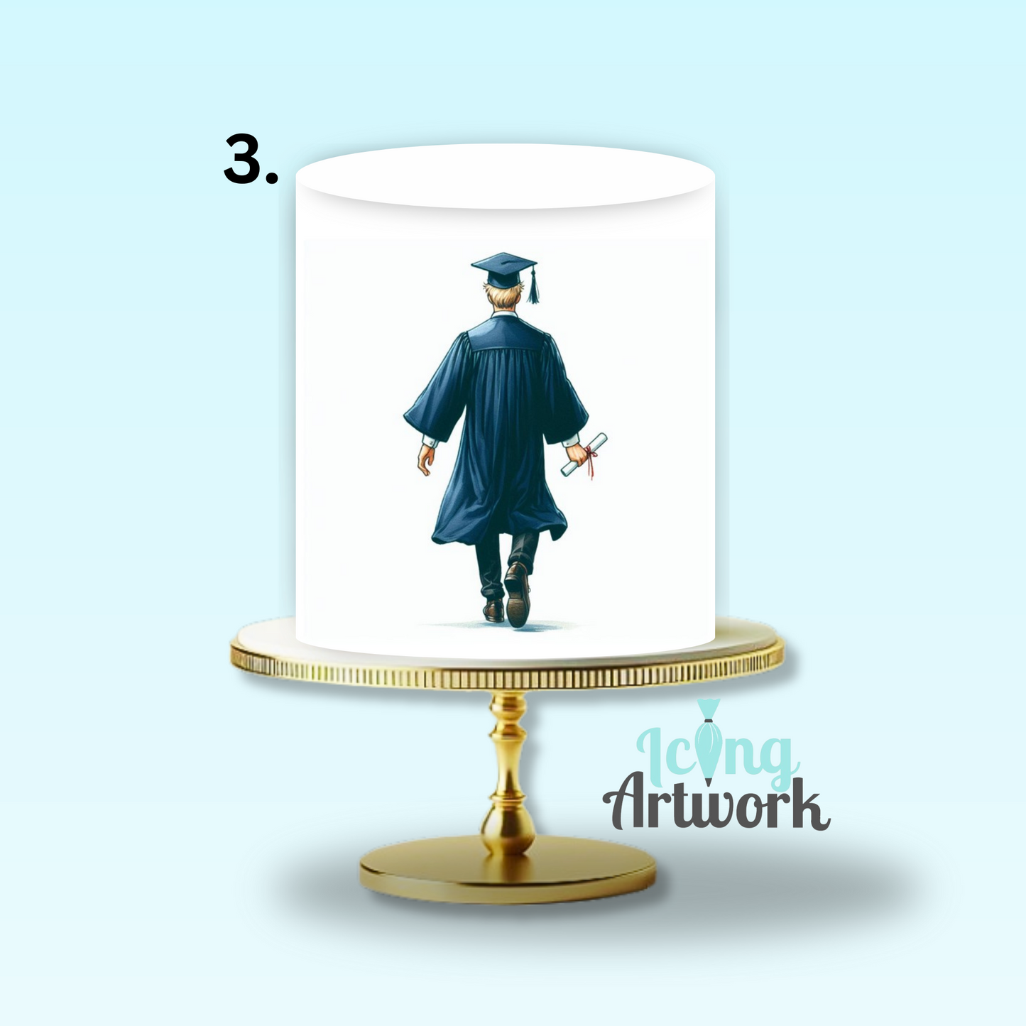 Graduation Edible Image Cake Wrap - Male