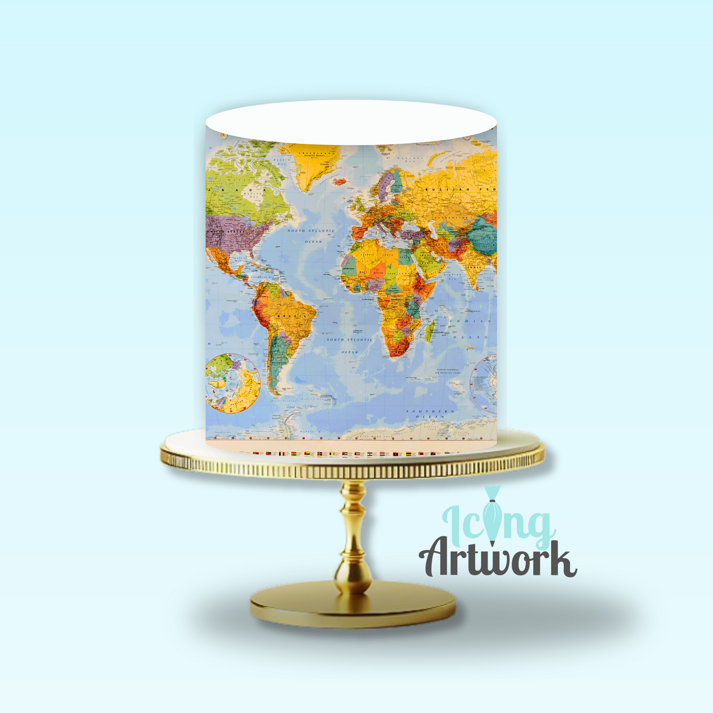 Edible Image Cake Wrap - World Map