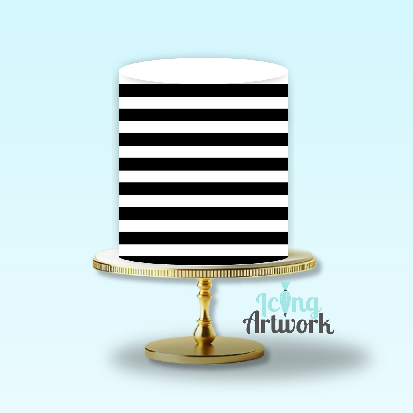 Edible Image Cake Wrap - Classy B&W Striped