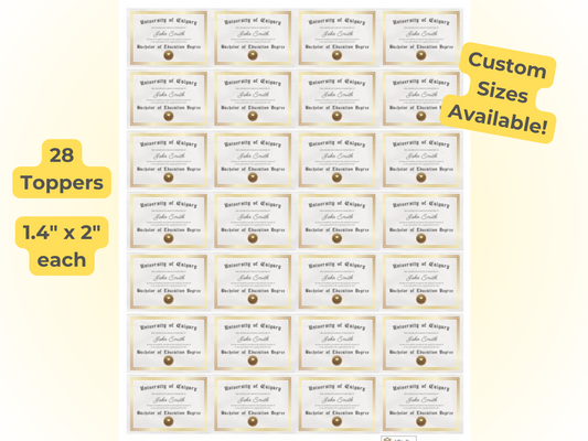 Graduation Certificate Edible Cupcake Toppers
