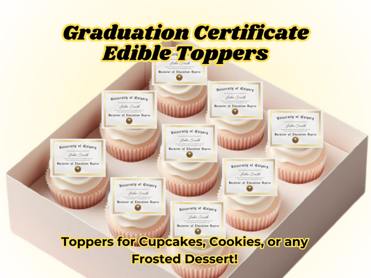 Graduation Certificate Edible Cupcake Toppers