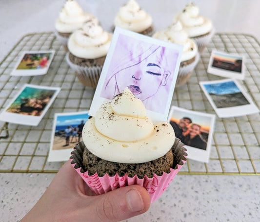 Custom Edible Polaroid Cupcake Toppers - Pre-Cut