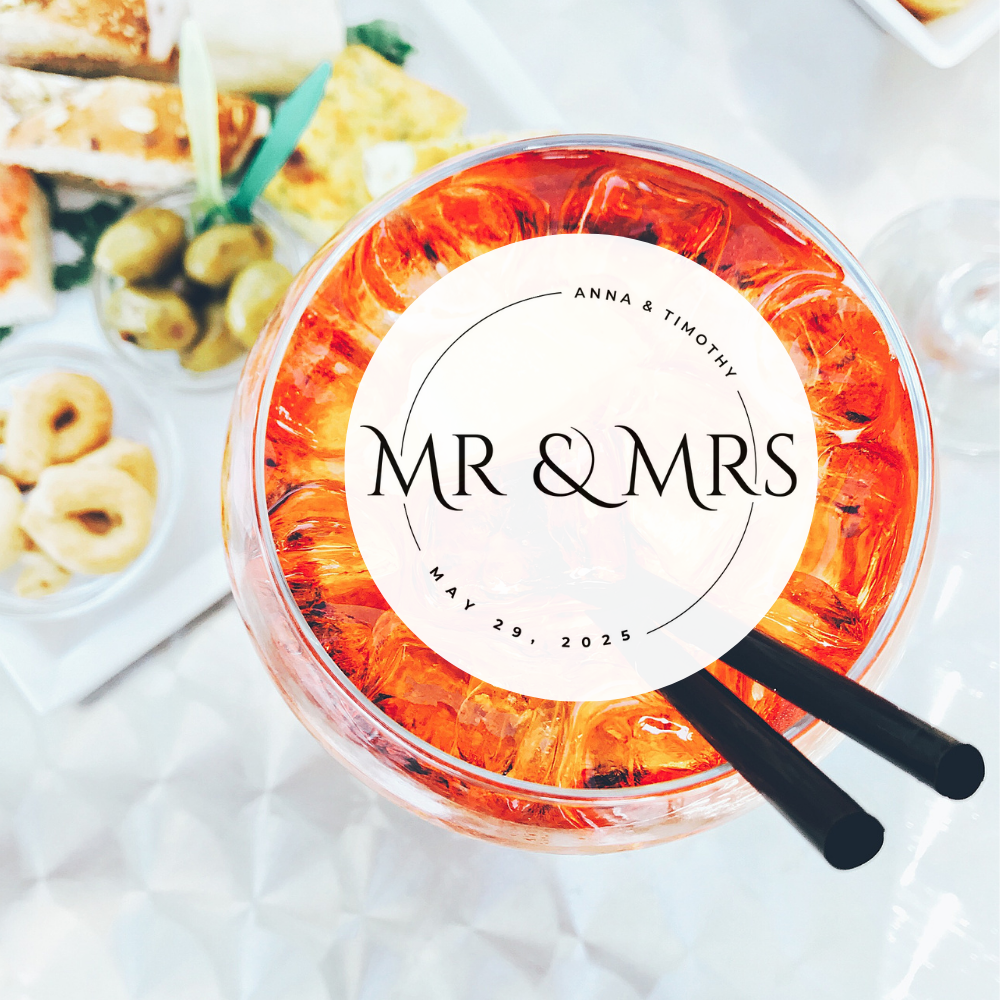 Wedding Drink Toppers - Mr. & Mrs. Custom Names & Date