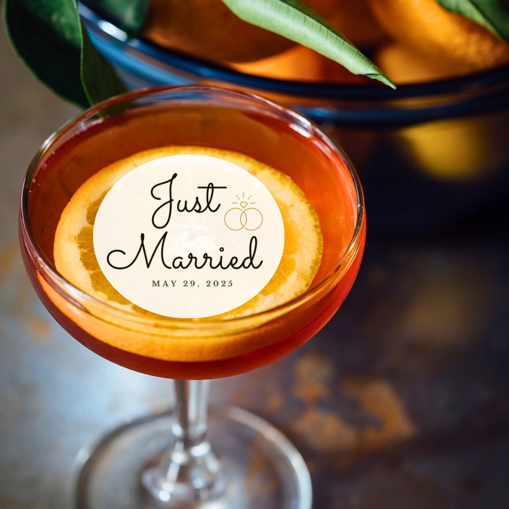 Wedding Cocktail Garnish - Just Married & Custom Date