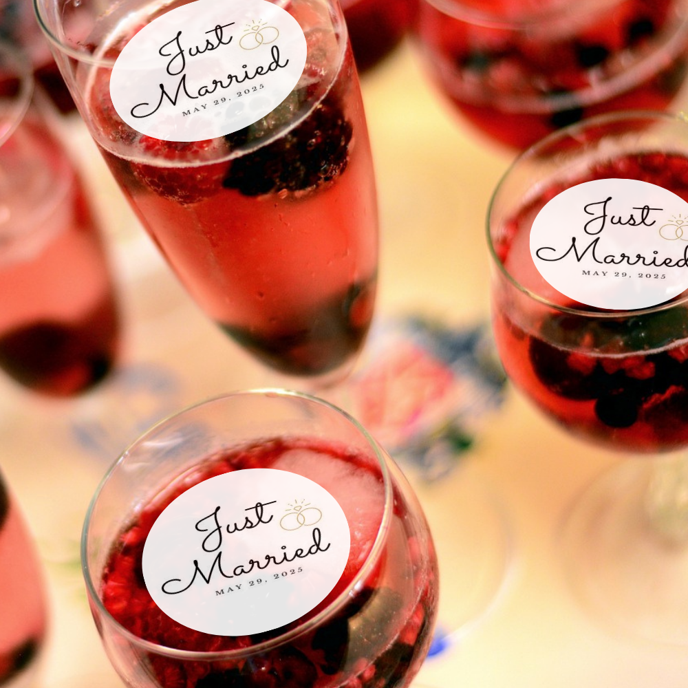 Wedding Cocktail Garnish - Just Married & Custom Date