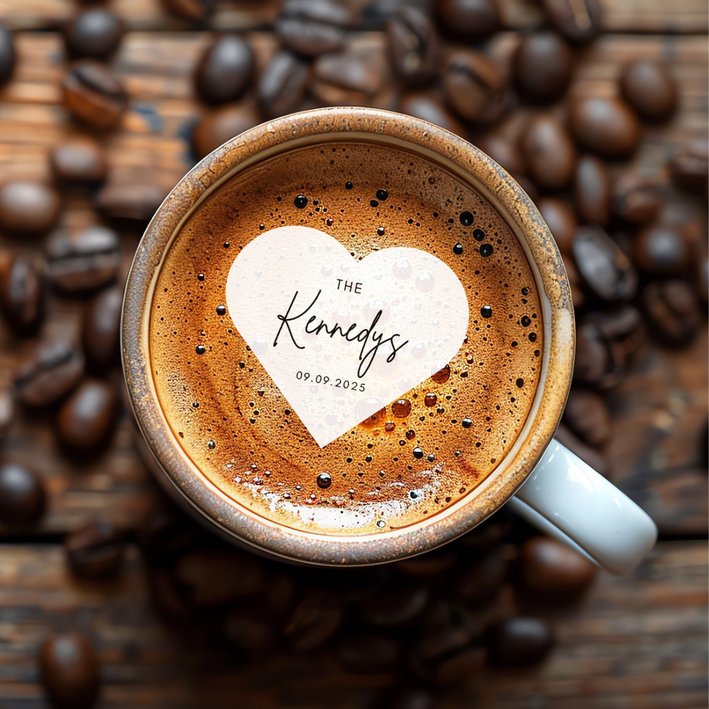 Wedding Drink Toppers - Heart-Shaped - Custom Last Name & Date