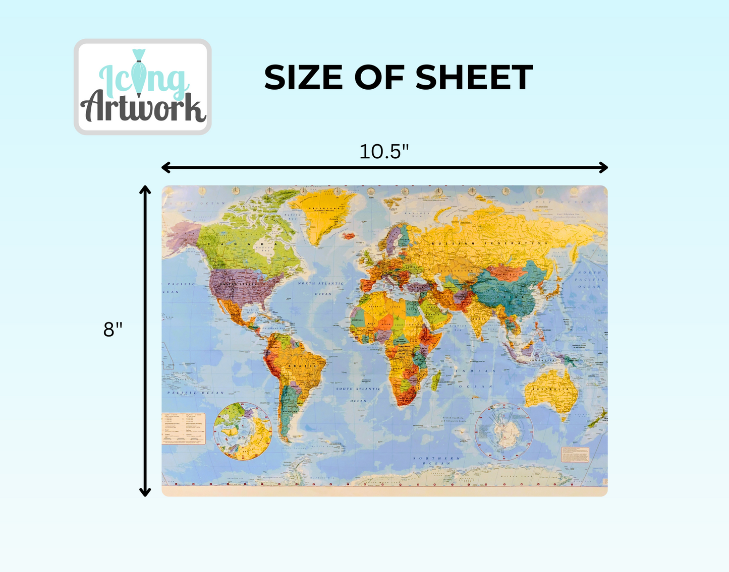 World Map Edible Image Cake Wrap