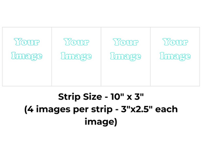 Template for a strip of four images, each 3x2.5 inches, with space labeled 'Your Image'.