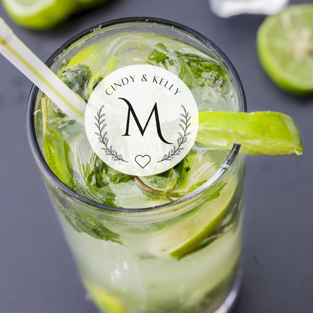 Monogram Names Edible Wedding Cocktail Toppers