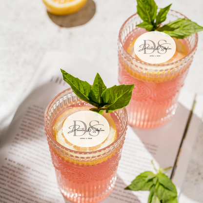 Wedding Drink Toppers - Custom Monogram, Names, & Date