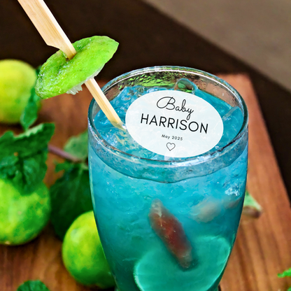 Baby Shower Drink Toppers - Personalized Baby Name & Date