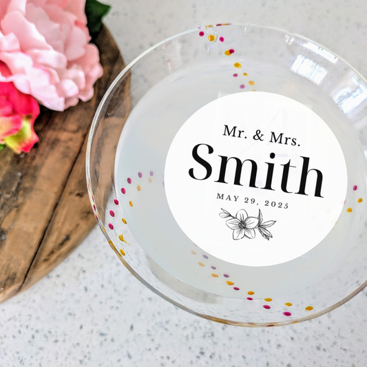 Mr. & Mrs. Name Edible Wedding Drink Toppers