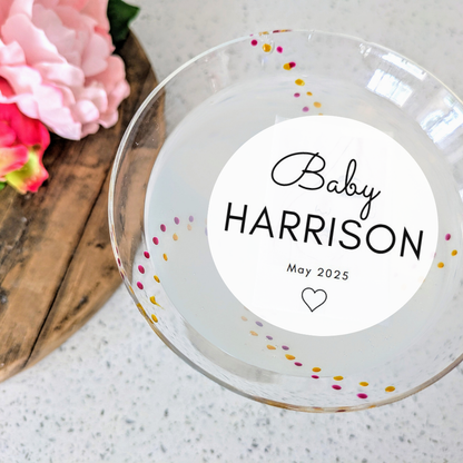 Baby Shower Drink Toppers - Personalized Baby Name & Date
