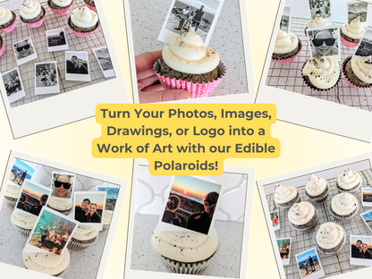 Custom Printed Edible Polaroid Cupcake Toppers