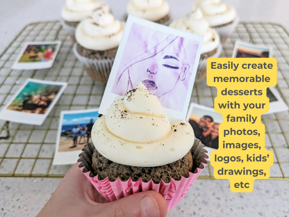 Custom Printed Edible Polaroid Cupcake Toppers