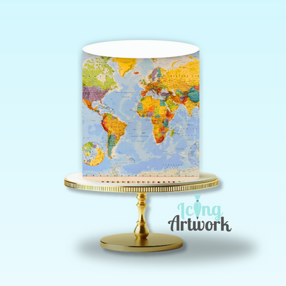 Edible Image Cake Wrap - World Map