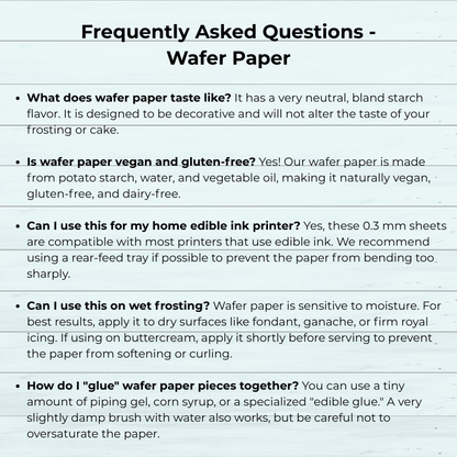 FAQs about wafer paper on a white background
