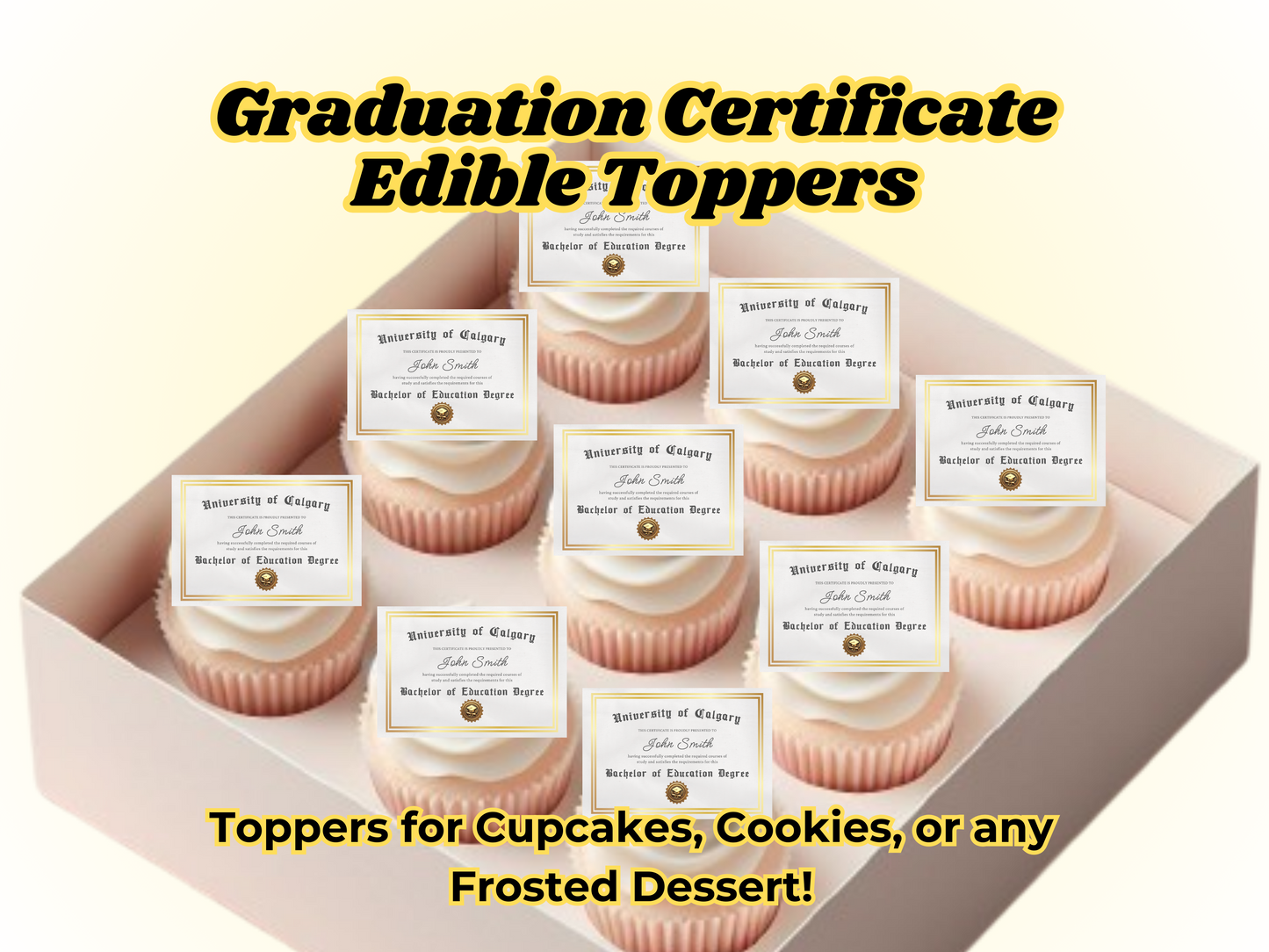 Custom Graduation Certificate Edible Cupcake Toppers