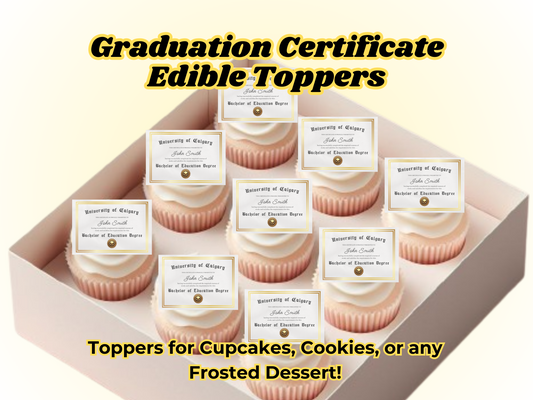 Custom Graduation Certificate Edible Cupcake Toppers
