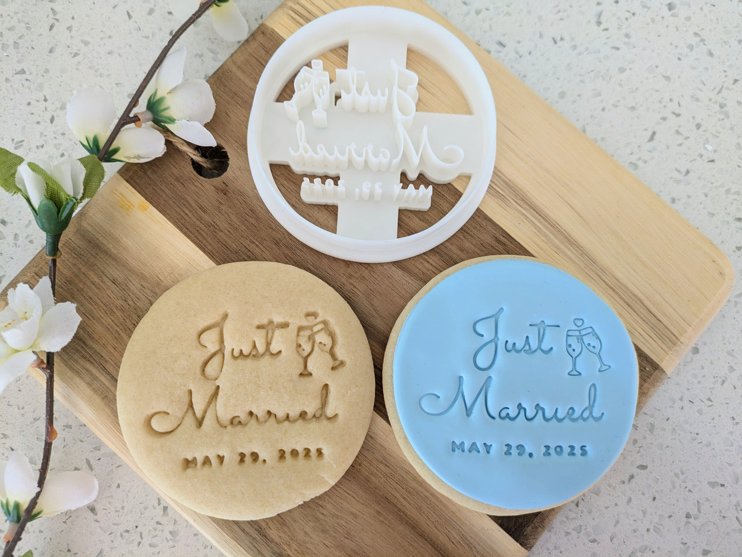 Just Married with Custom Date Cookie Cutter and Stamp