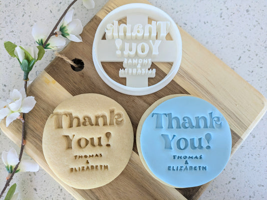 Thank You Custom Name Cookie Cutter and Biscuit Stamp