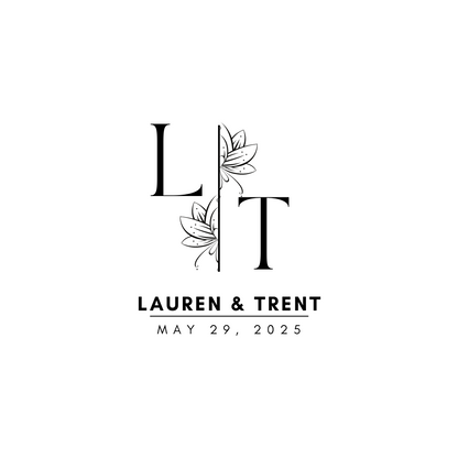 Wedding Cocktail Toppers with Flowers - Custom Names, Initials, & Date