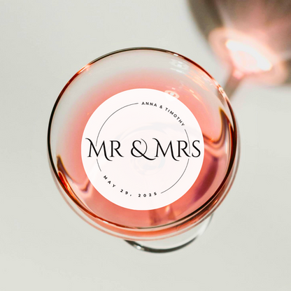 Wedding Drink Toppers - Mr. & Mrs. Custom Names & Date