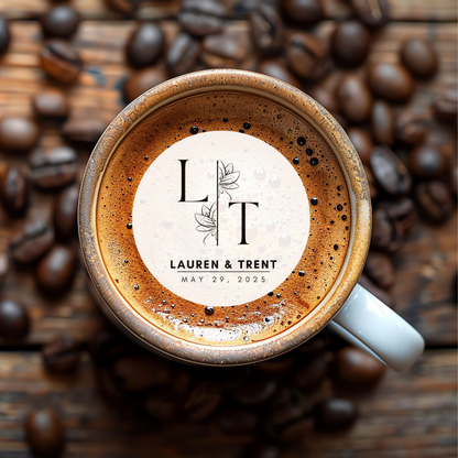 Wedding Cocktail Toppers with Flowers - Custom Names, Initials, & Date