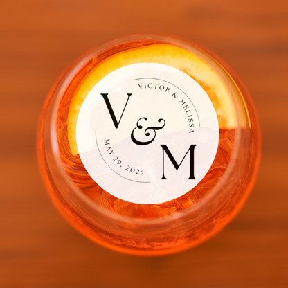 Wedding Edible Drink Toppers - Custom Names, Initials, & Date