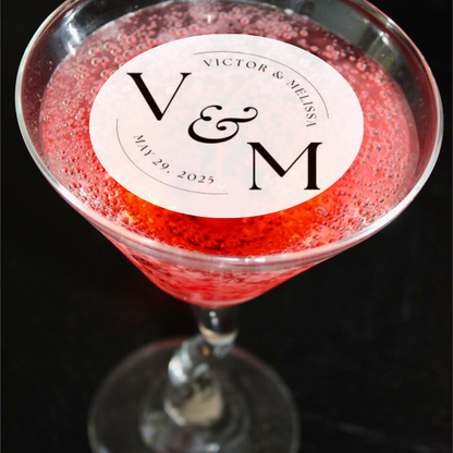 Wedding Edible Drink Toppers - Custom Names, Initials, & Date