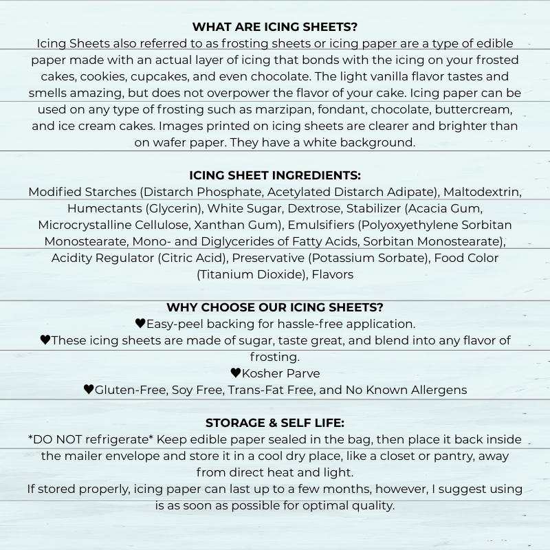 Informational text about icing sheets on a white background