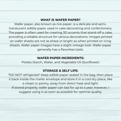 Information about wafer paper on a white background